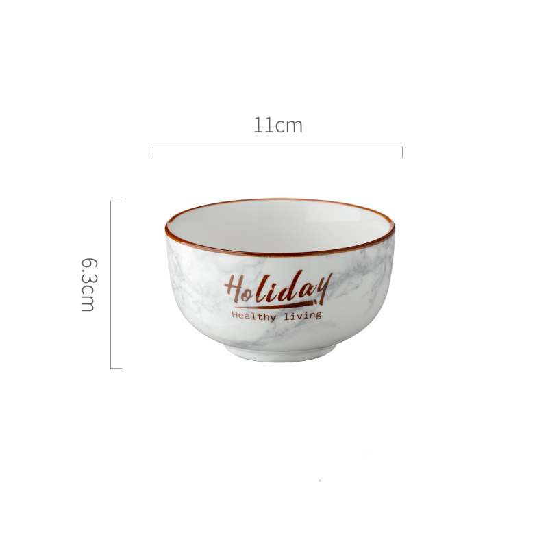 Marble Ceramic Tableware Dinner Plate Dishes Luxury Plate Dinnerware Kitchen Plate Tableware Set: 4.5 Inch Bowl