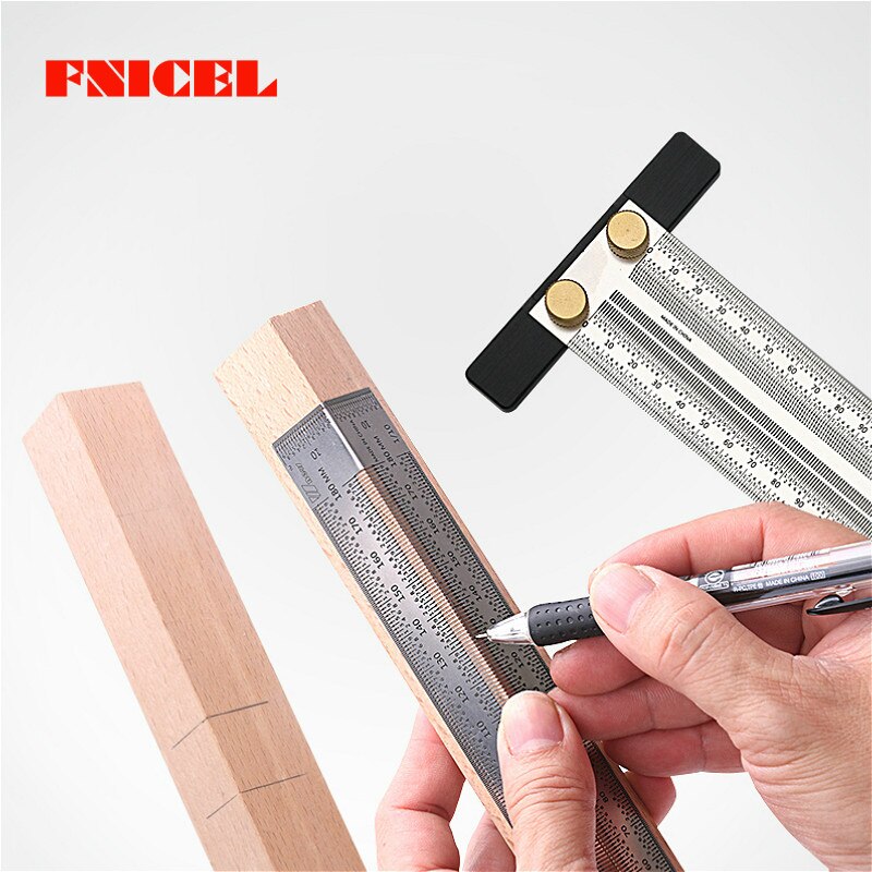 Herramienta de medición de línea de corte, regla de escala, regla de agujero, indicador de marcado de acero inoxidable, herramientas DIY de carpintero de trabajo de madera