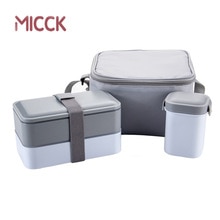 MICCK Japanese Lunch Box Set Double Layer Bento Box With Soup Bowl Portable Thermal Insulated Food Container Microwavable