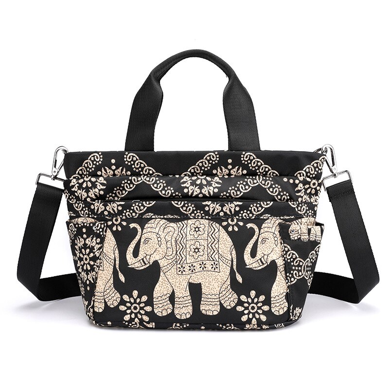 Bolso de mensajero con estampado de flores para mujer, bandolera de nailon resistente al agua, de , bolso de hombro: Elephant