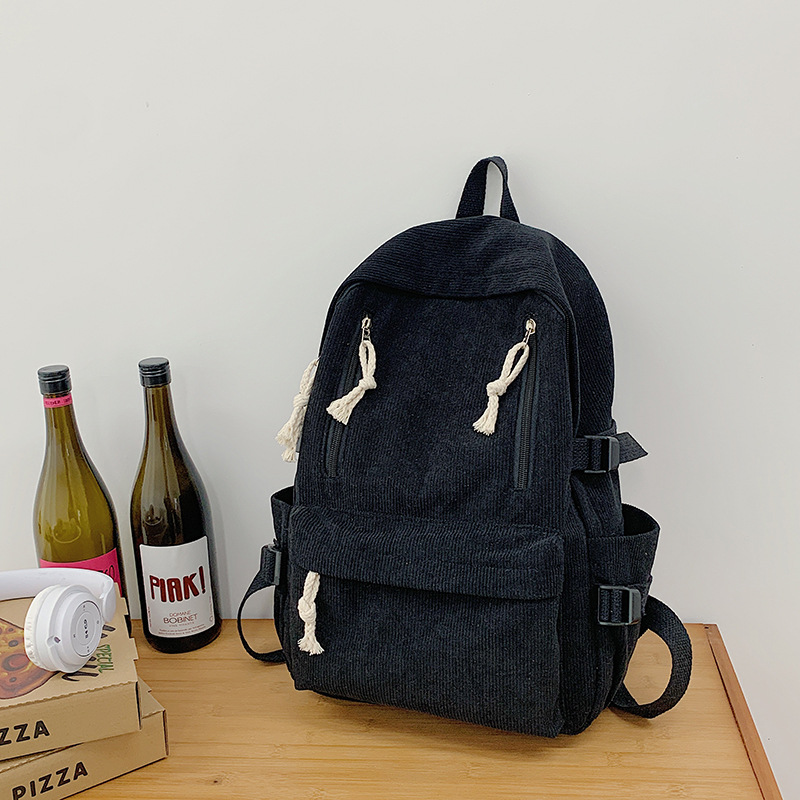 Sac à Dos de Grande Capacité pour Document Solide Simple, Version Coréenne, pour Lycée, Étudiante: Black
