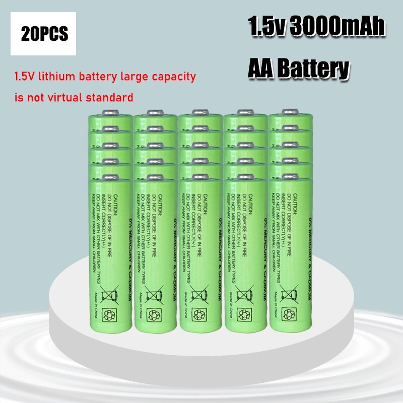 1.5V 3000mah AA Battery alkaline Rechargeable Battery 2100mah 1.5V AAA Battery for Flashlight rechargeable Battery: 20PCS