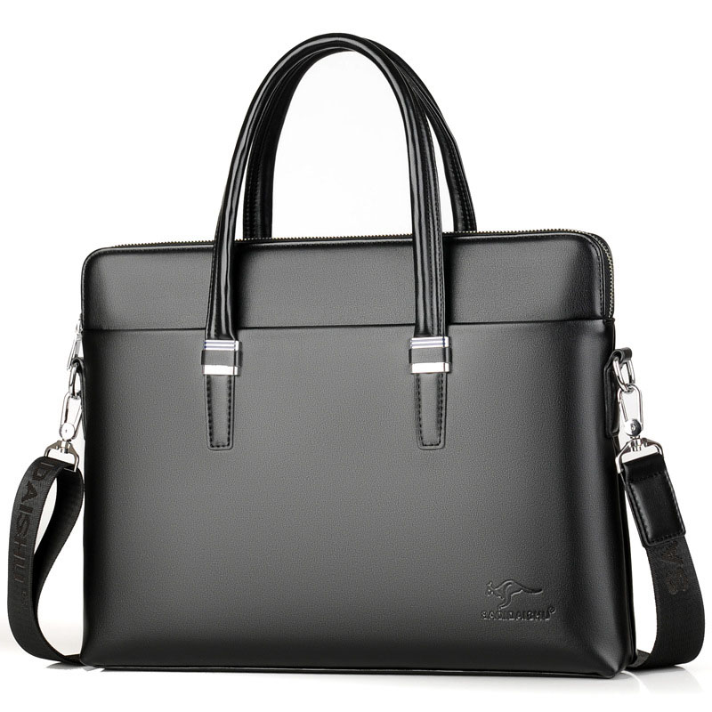 Men's PU Leather Briefcase - Business Shoulder Bag for Documents & Laptop
