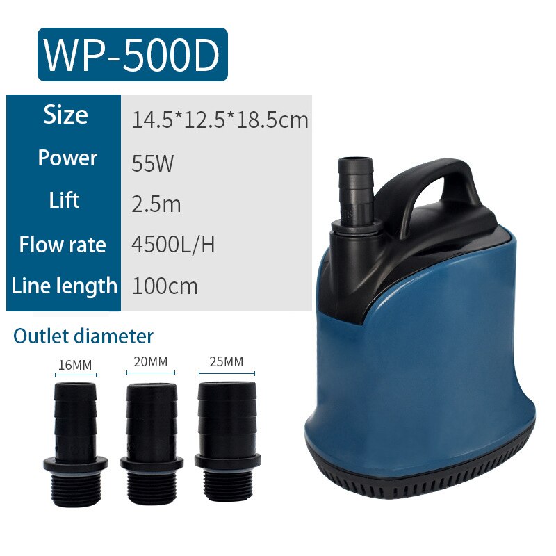 Ultra-Quiet Water Clean Filter Pump Submersible Pump Low Water Level Bottom Suction Circulating Fish Pond Aquarium Tank Fountain: WP-500D