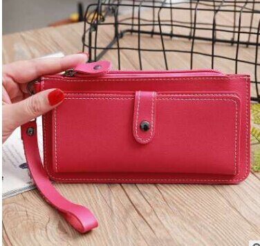 Style Women Casual Solid Clutch Long Wallet Purse Ladies Zipper Hasp Phone Card Holder: F