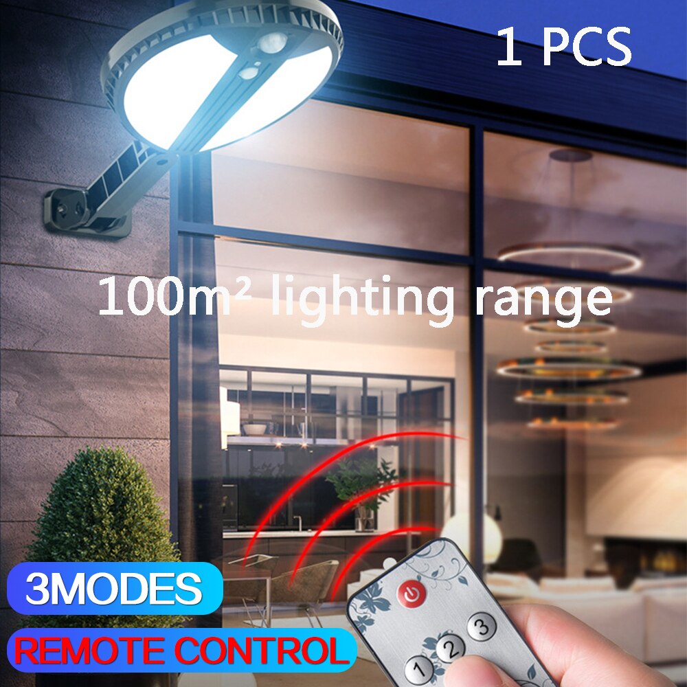 IP65 Waterdichte Outdoor Zonne-verlichting 100W Led-straatverlichting Solar Ronde Wandlamp Met Afstandsbediening Home Tuin Hek lamp: 1 PCS