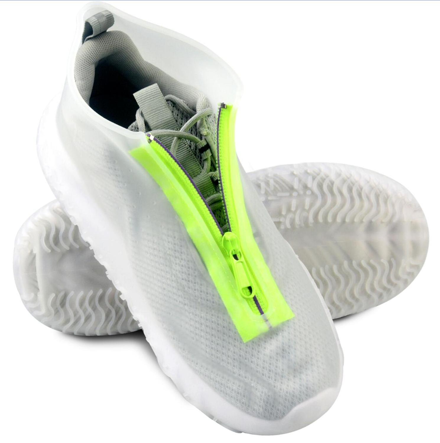 BXIO Siliconen Schoen Covers met Rits Outdoor Siliconen Laarzen Cover Mannen Waterdichte Overschoenen Antislip Schoenen Cover: Fluo Green / XL