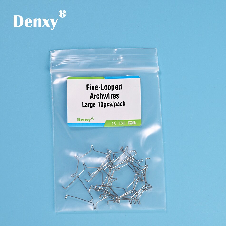 Denxy 30pcs Orthodontic 5 looped wire Anterior root torque five looped wire Metal Ligature wire orthodontic wires: 30pcs Large