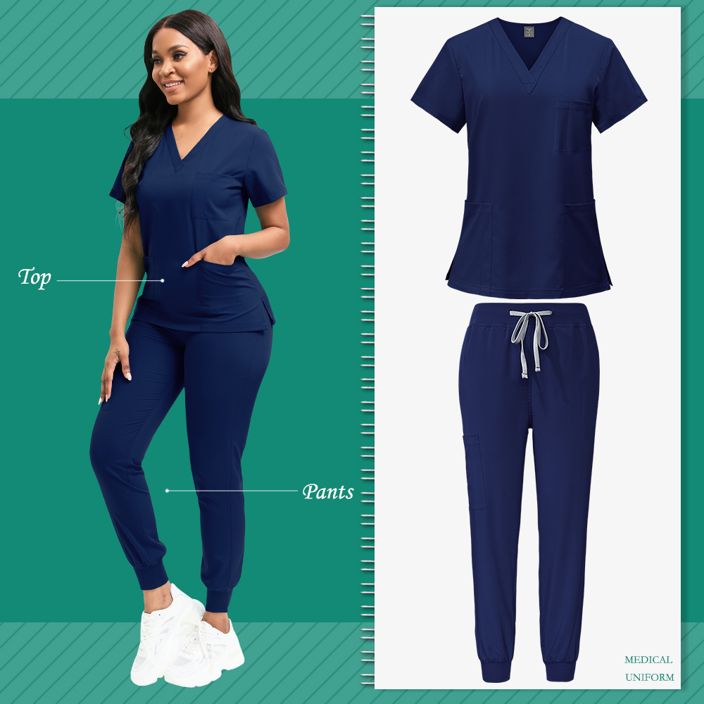Uniforme de limpieza para mujer, Top exfoliante de enfermería, pantalones, traje médico, Ropa de Trabajo de niñera pediátrica, bata quirúrgica para quirófano,