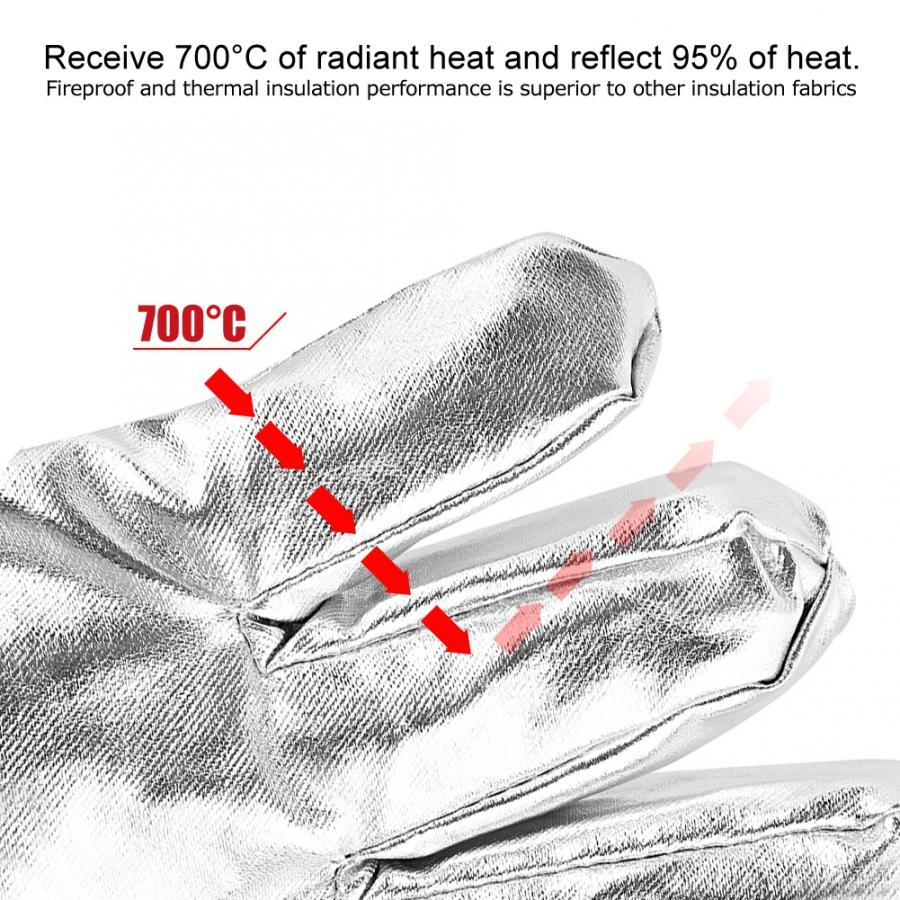 Safety Insulated Gloves 700 Celsius High Temperature Resistance Five-Finger Thick Gloves Radiation Resistant Heat Insulation
