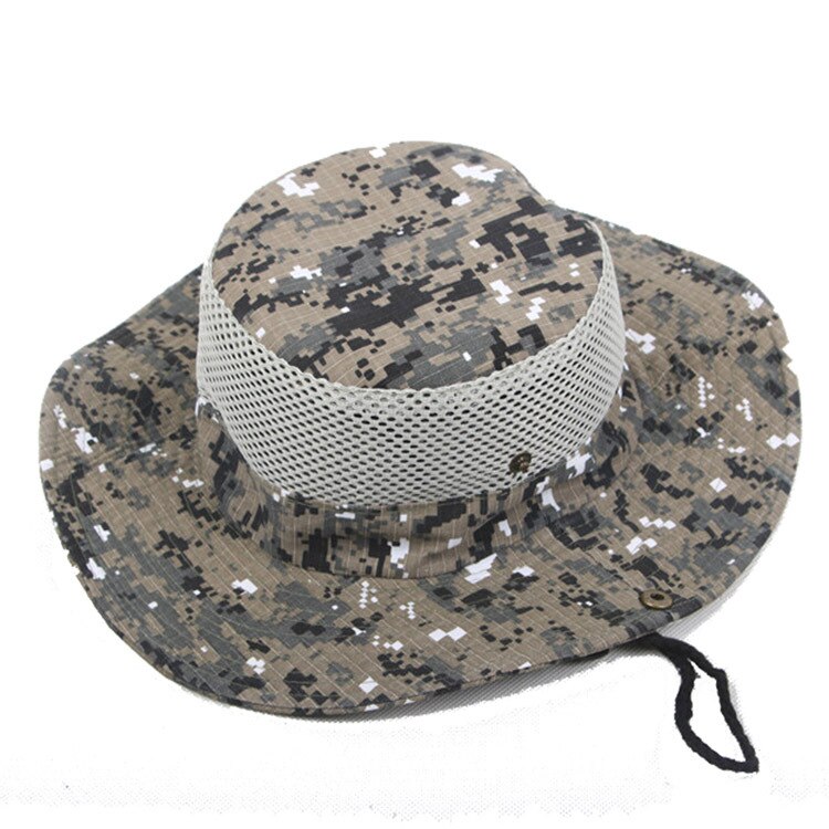 Hat mandlige udendørs fisker hat fiskeri bjergbestigning camouflage hat solbade stor randen sol hat: 2