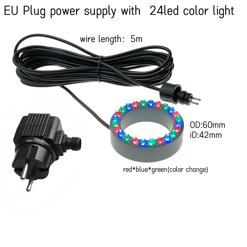 12V 24LED light ring Underwater Color Changing Submersible Fountain Light for Garden Yard Aquarium Pond: WHITE / US Plug