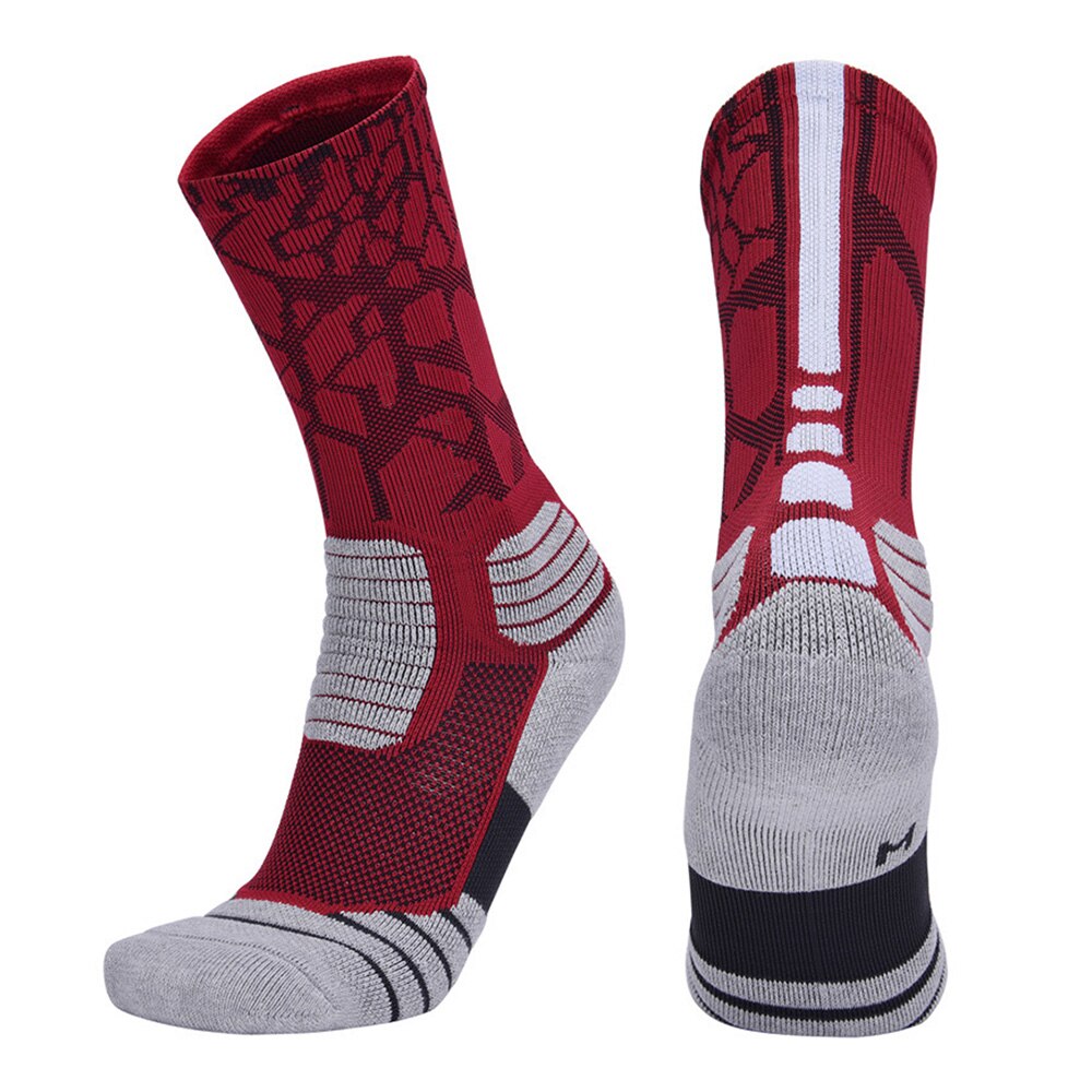 Calcetines deportivos de algodón para hombre, medias largas y gruesas para correr al aire libre, bádminton, tenis y baloncesto: Rojo / 43