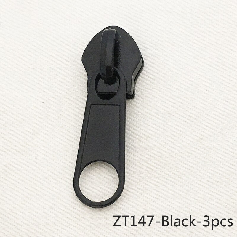 3M 10 # Nylon Code Rits 3 Pcs/3 Paar 10 # Rits Schuifregelaar Self-Cut Nylon coil Zip Lock Gat Silder Hoofd Diy Bagage Reparatie Accessoire: ZT147-Black