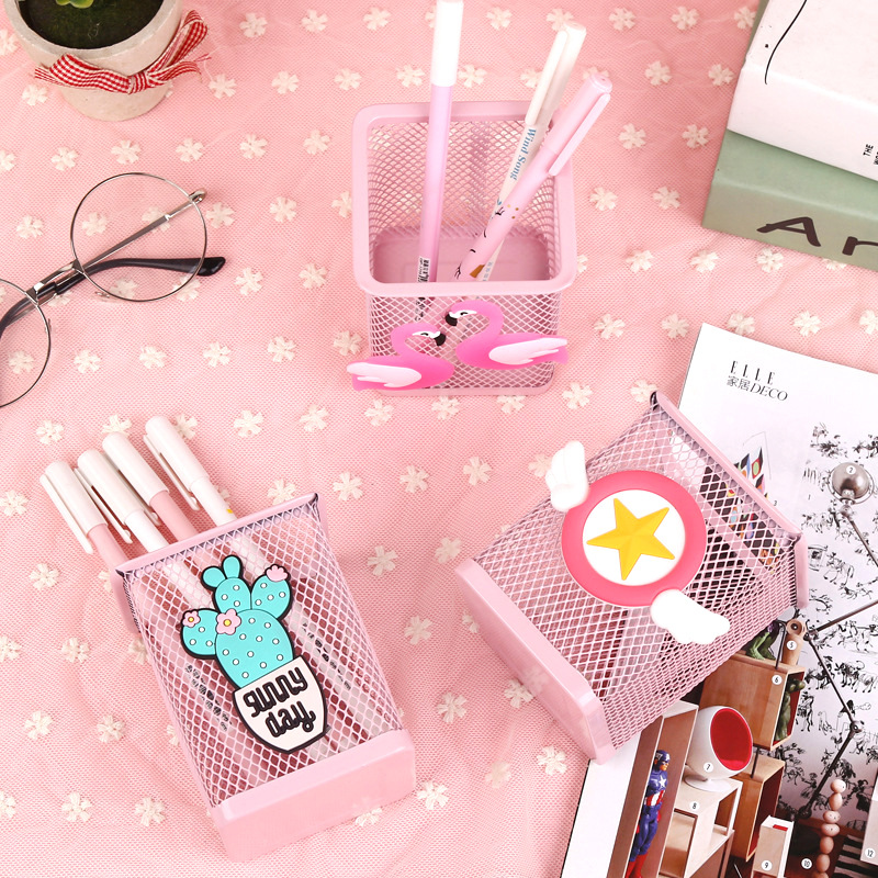 Vase à crayons rose licorne Cactus flamant rose Pot à crayons carré maquillage porte-pinceau papeterie fournitures de bureau