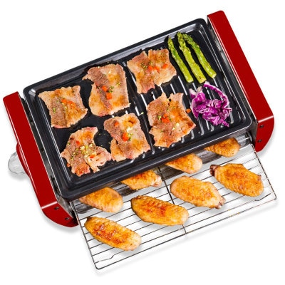 Smokeless Electric Raclette Grill Double Layers Non-Stick BBQ Roasting Pan Griddle Mini Barbecue Stove Machine Roaster