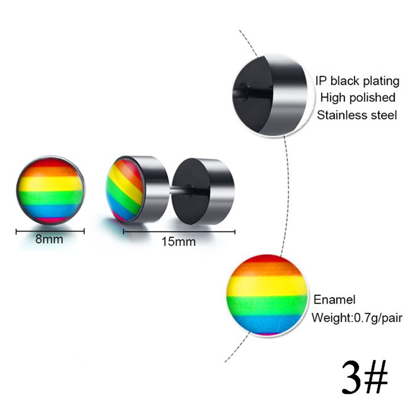 Lgbt Rainbow Rvs Oorbellen Lesbische Gay Pride Stud Oorbel Voor Mannen En Vrouwen (1 Paar): 3