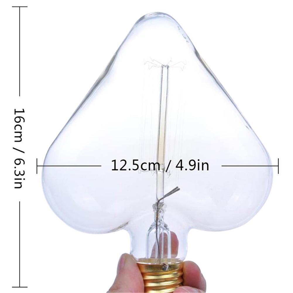 E27 Retro Edison Bulb Star Heart Shaped Beautiful High Brightness Bulb Glass Warm White Light Beautiful And