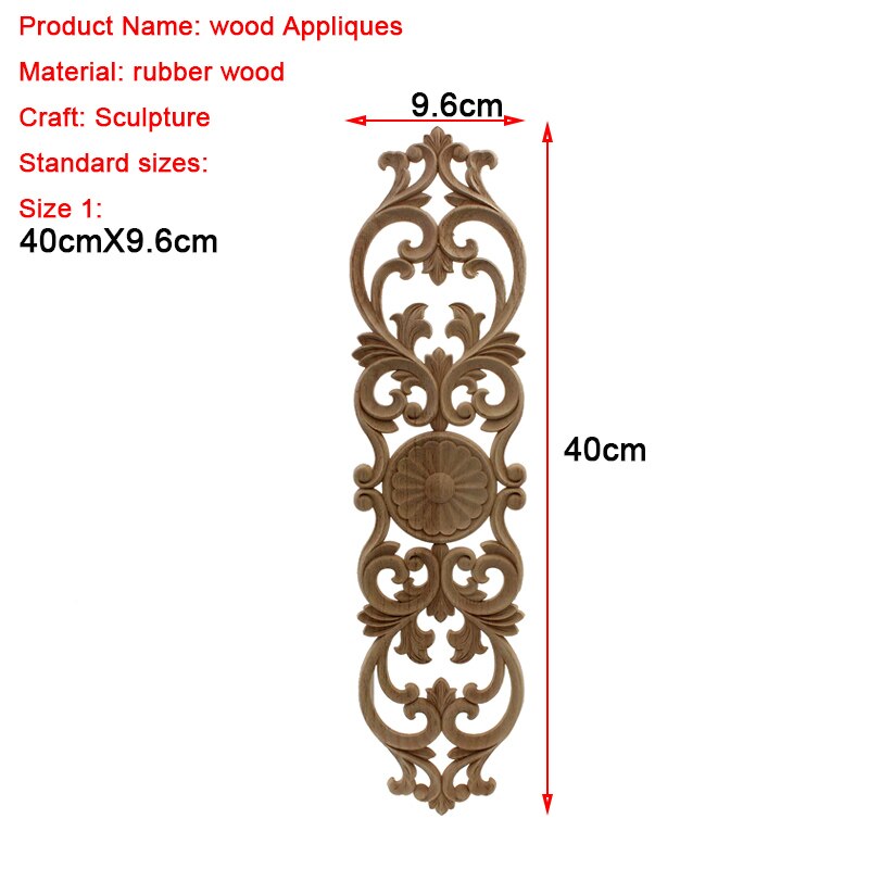 VZLX Ongeverfd Hout Eiken Golf Bloem Onlay Decal Hoek Applique voor Meubelen Decor Decoratieve Hout Gesneden Lange Applique: 40cmX9.6cm
