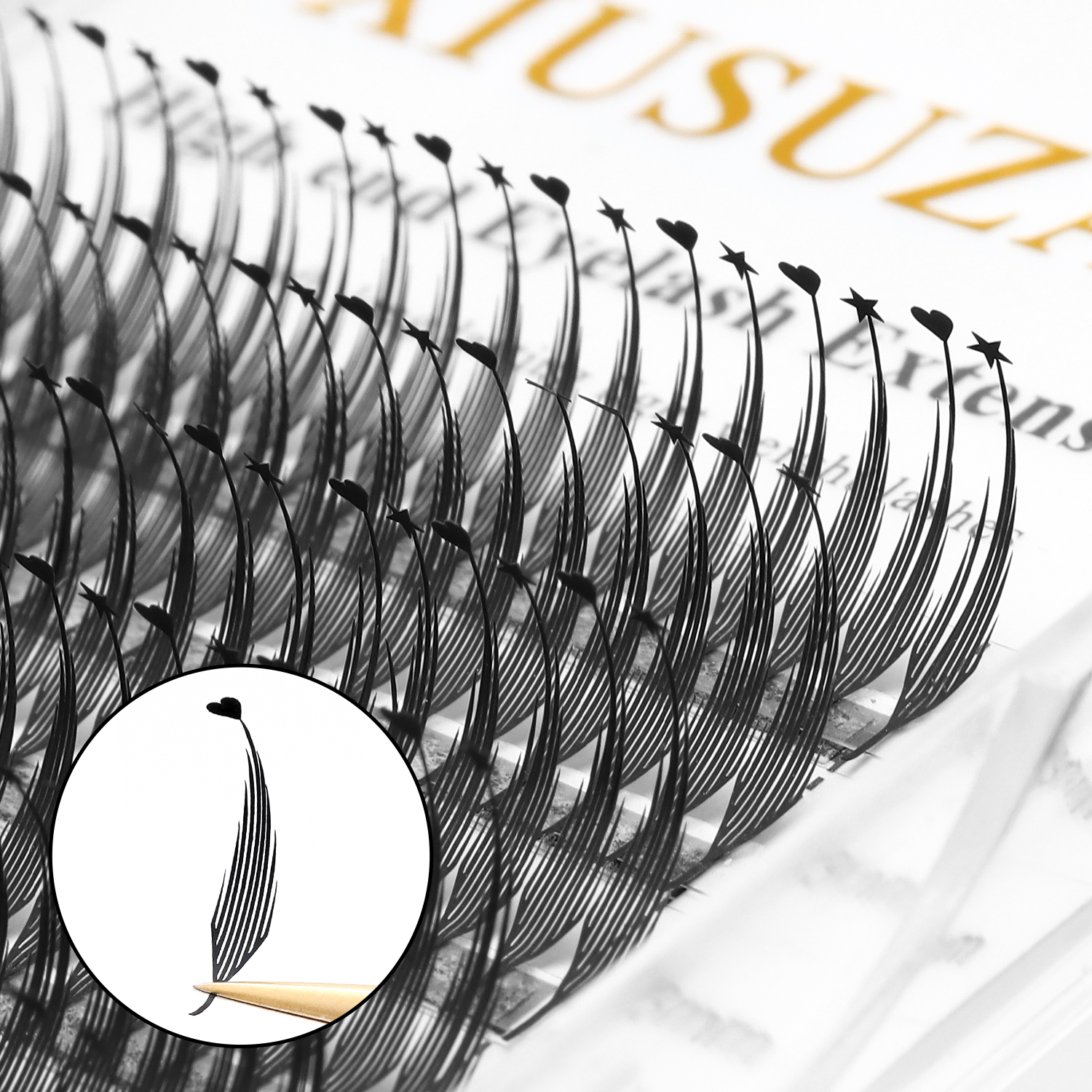 XIUSUZAKI forma de pluma pestañas prefabricadas de abanico corazón estrella cómic Spire pestañas volumen Individual extensiones de pestañas postizas maquillaje