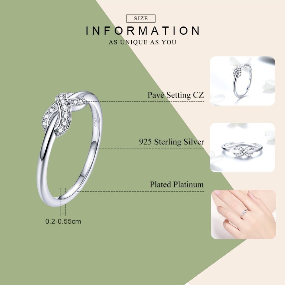 WOSTU européen réel 925 en argent Sterling infini amour CZ bague pour les femmes de mariage bagues de fiançailles bijoux de luxe CQR494