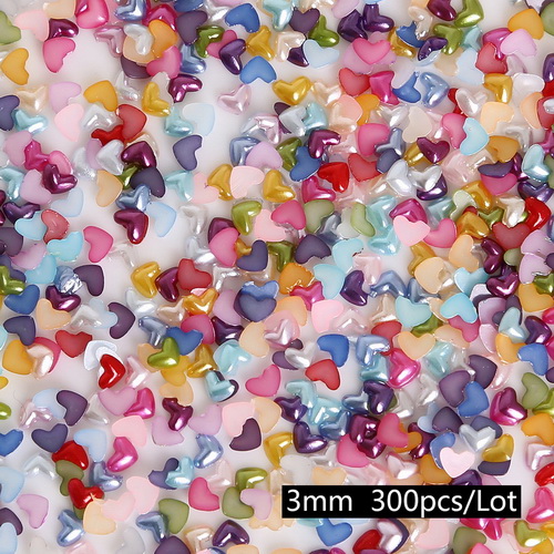 Tilfældig blandet farve 50-300 stk  (3-12mm)  flatback hjerteform plast abs efterligning perleperler til diy håndværk scrapbog dekoration: Blandet farve 3mm