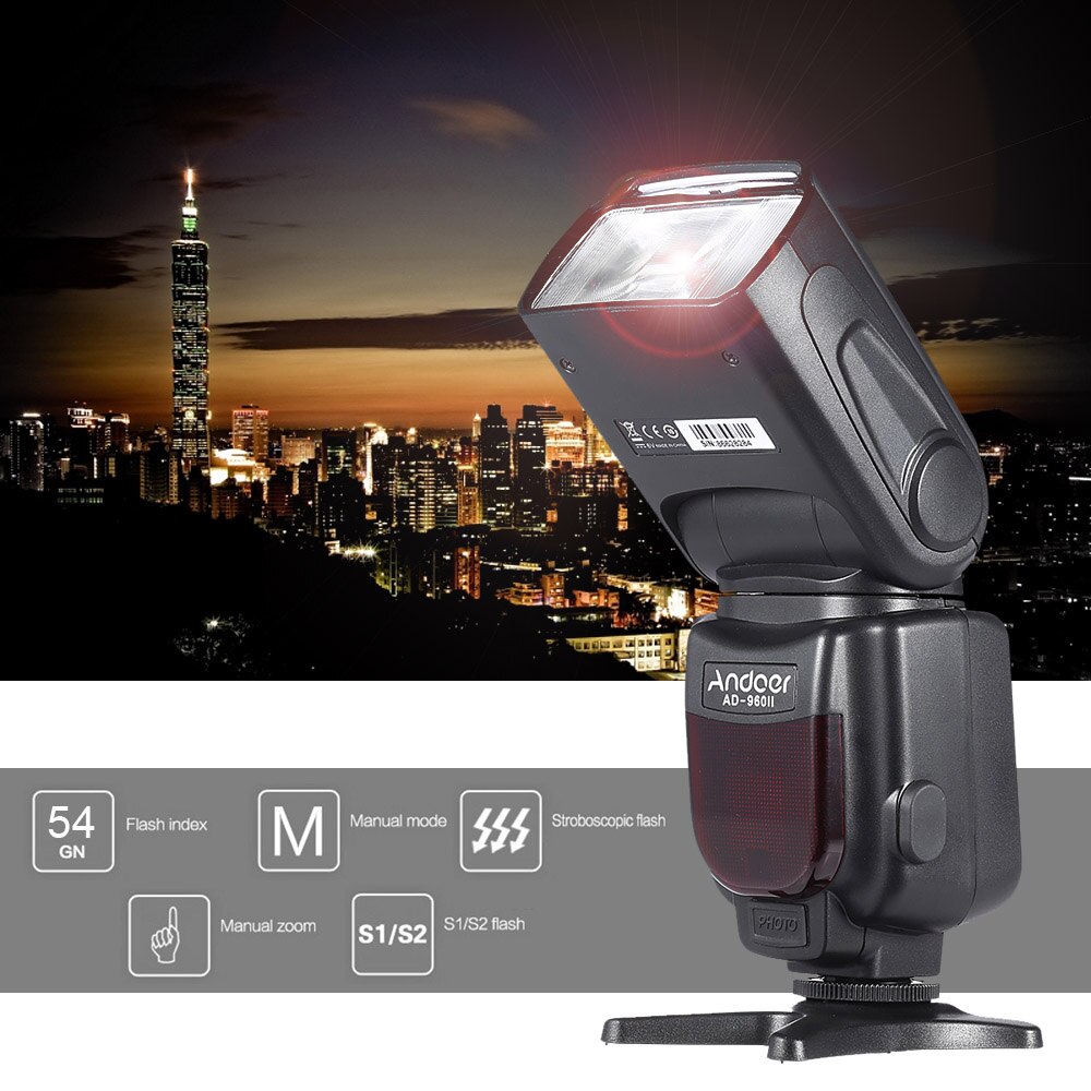 Andoer AD-960II Flash sulla fotocamera Speedlite torcia GN54 Display LCD universale Flash Light per fotocamere Nikon Canon Pentax DSLR