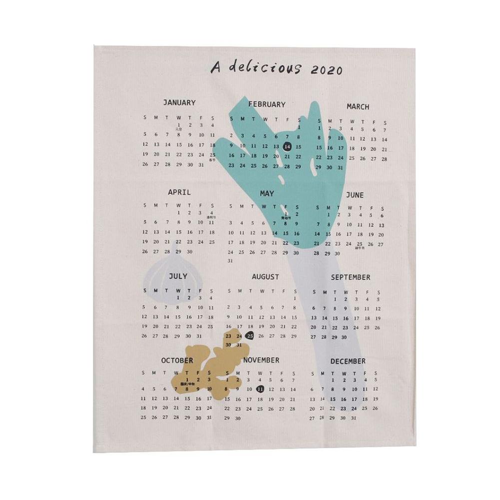 År bomull klut vegg henger kalender daglig planlegger klut trykt kalender hjemmekontor dekor: E