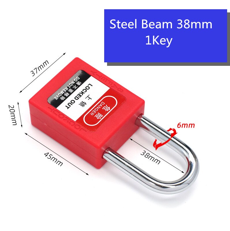 Engineering plastic insulation padlock 38mm beam safety lockout tag lock loto energy isolation lock with 2 unique key