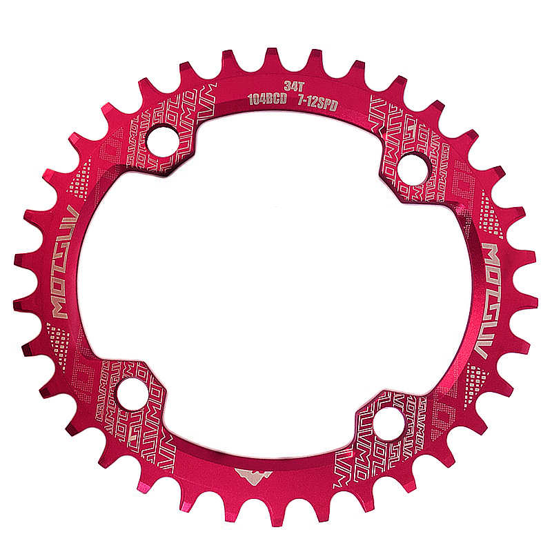 Motsuv ovaal kettingblad 104 bcd voor shimano mtb fiets kettingblad 32t 34 36 38t ultralichte tandplaat kettingwiel 104 bcd: Rood / 32t