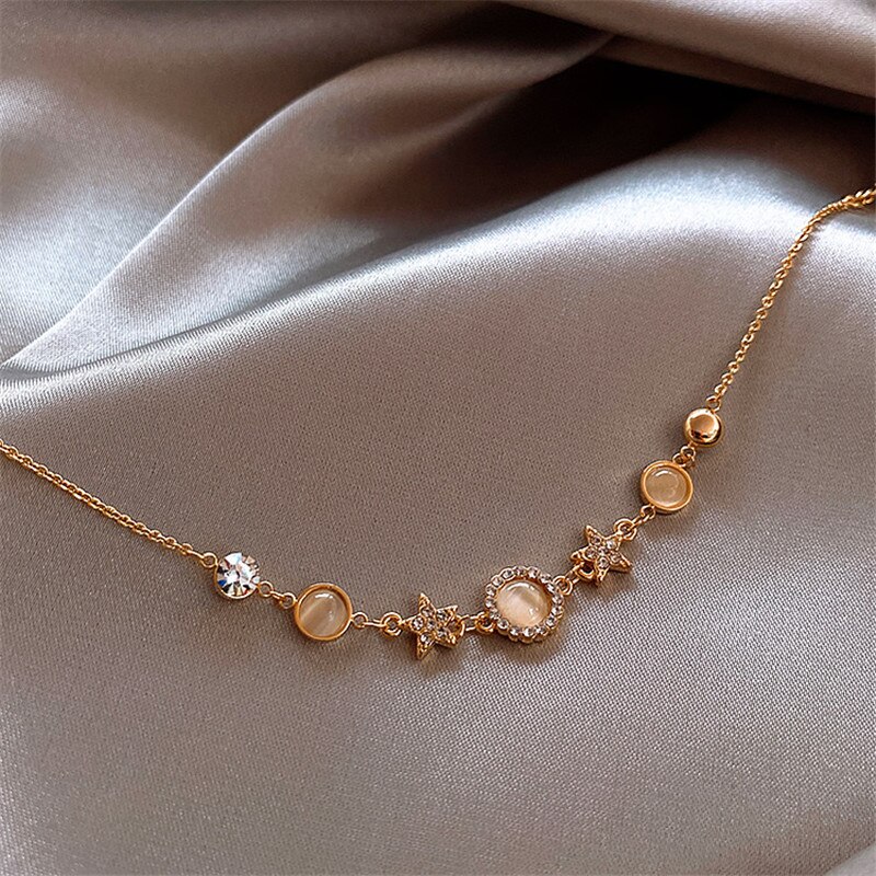 Korea Opal Star Gold Bracelet Forwomen Crystal Gold Chain Cuff Bracelet Party Jewelry Accessories Anniversary