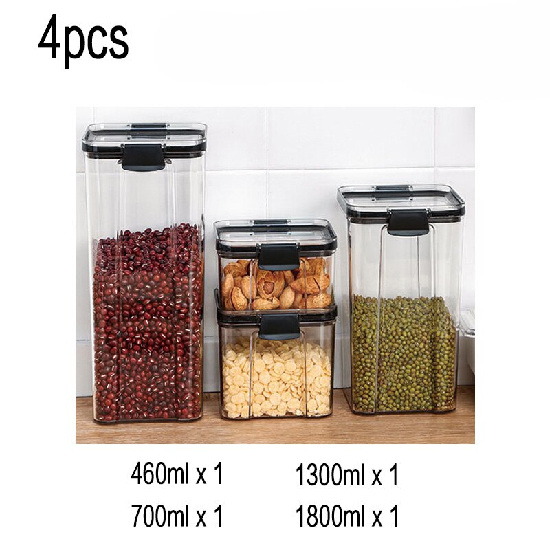 Airtight Food Container Platic Container That Can Be Stacked Kitchen Storage Container Food Storage Canister Set Kitchen Items: DIY A 4Pcs