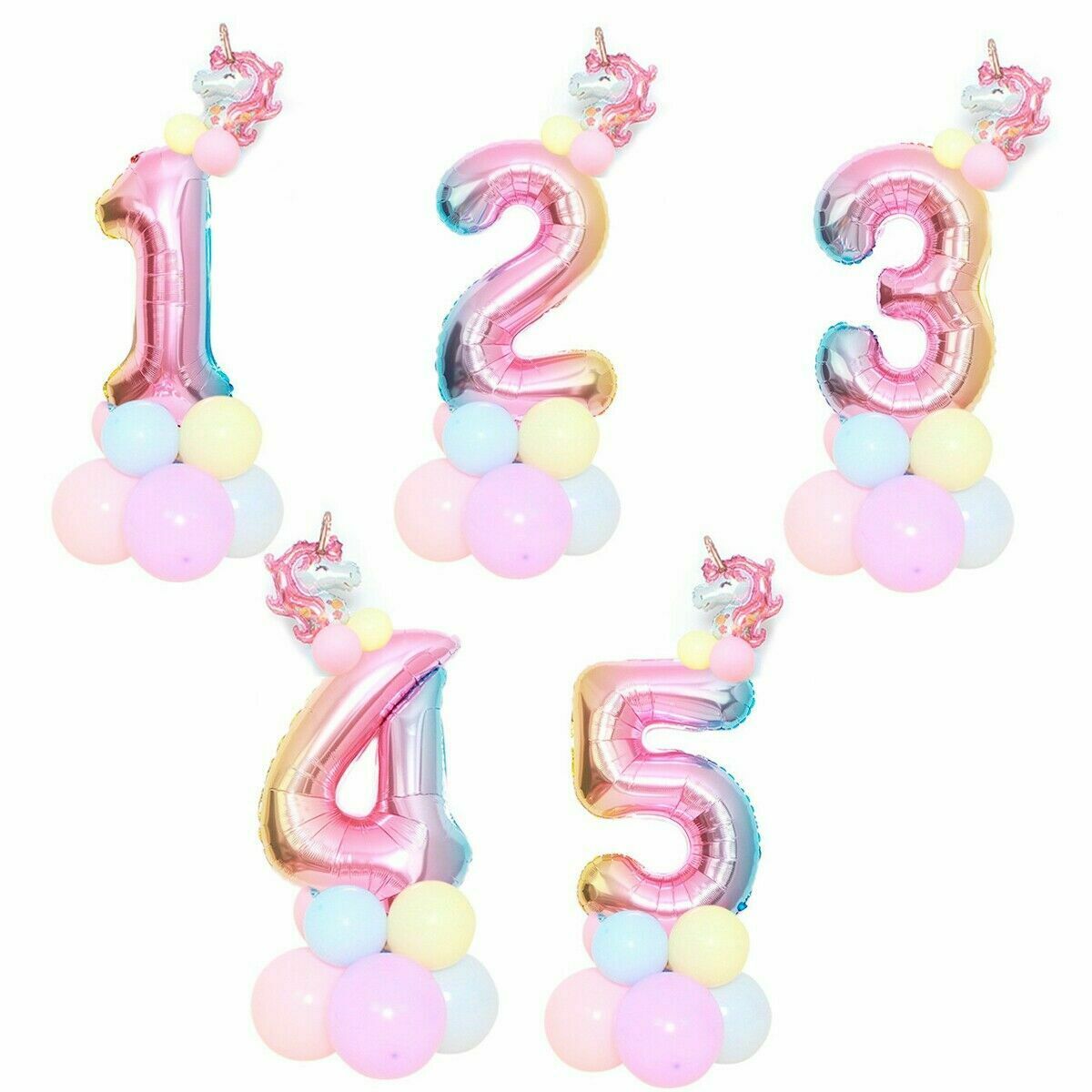 32'' Giant Number Foil Latex Balloon Rainbow Happy Birthday Kids Favor Unicorn Party Decor Gender Reveal Baby Shower Girl