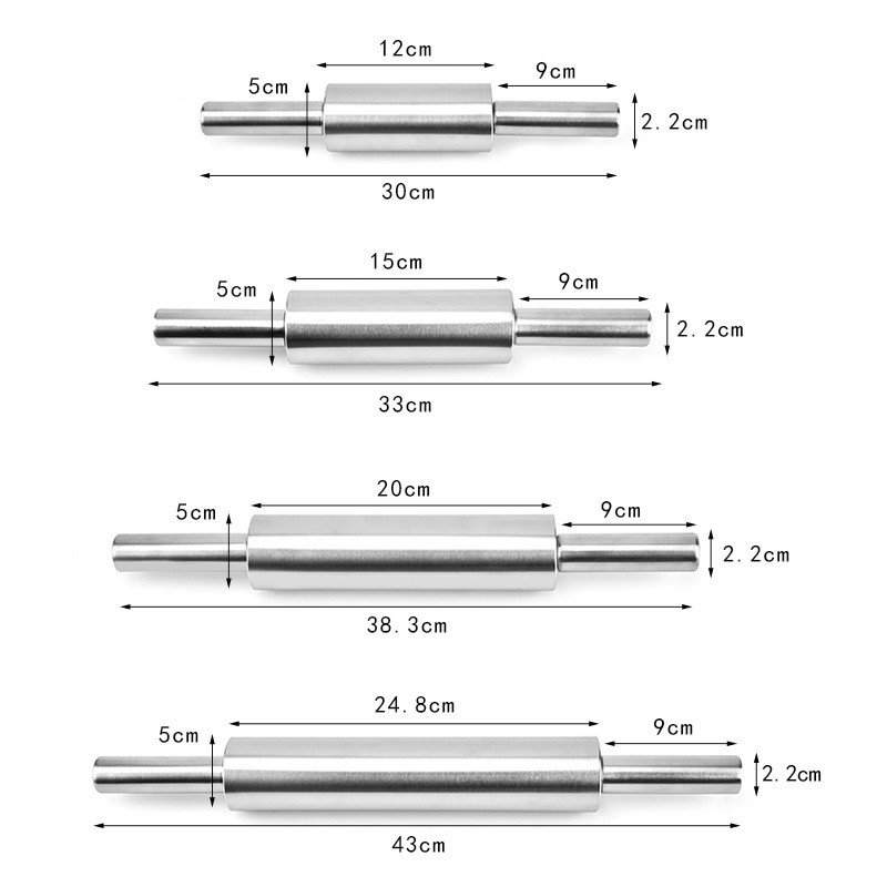 1 PC Stainless Steel Non-Stick Rolling Pin for Dough Pasta Tools Bake Pizza Noodles Cookie Dumplings Kitchen Accessories