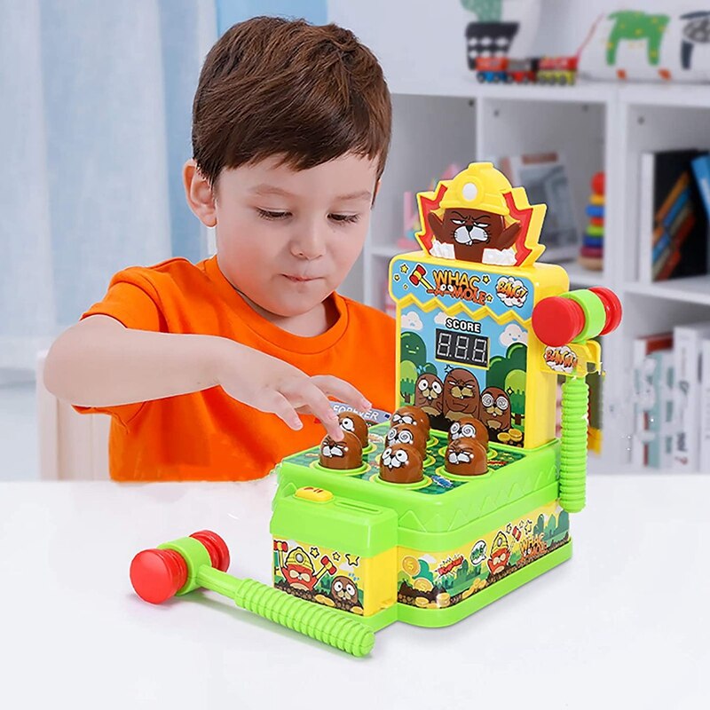 Whac-a-taupe jeu, actif, jouets éducatifs précoces pour les enfants de 3-8 ans avec musique, lumières (2 marteau souple)