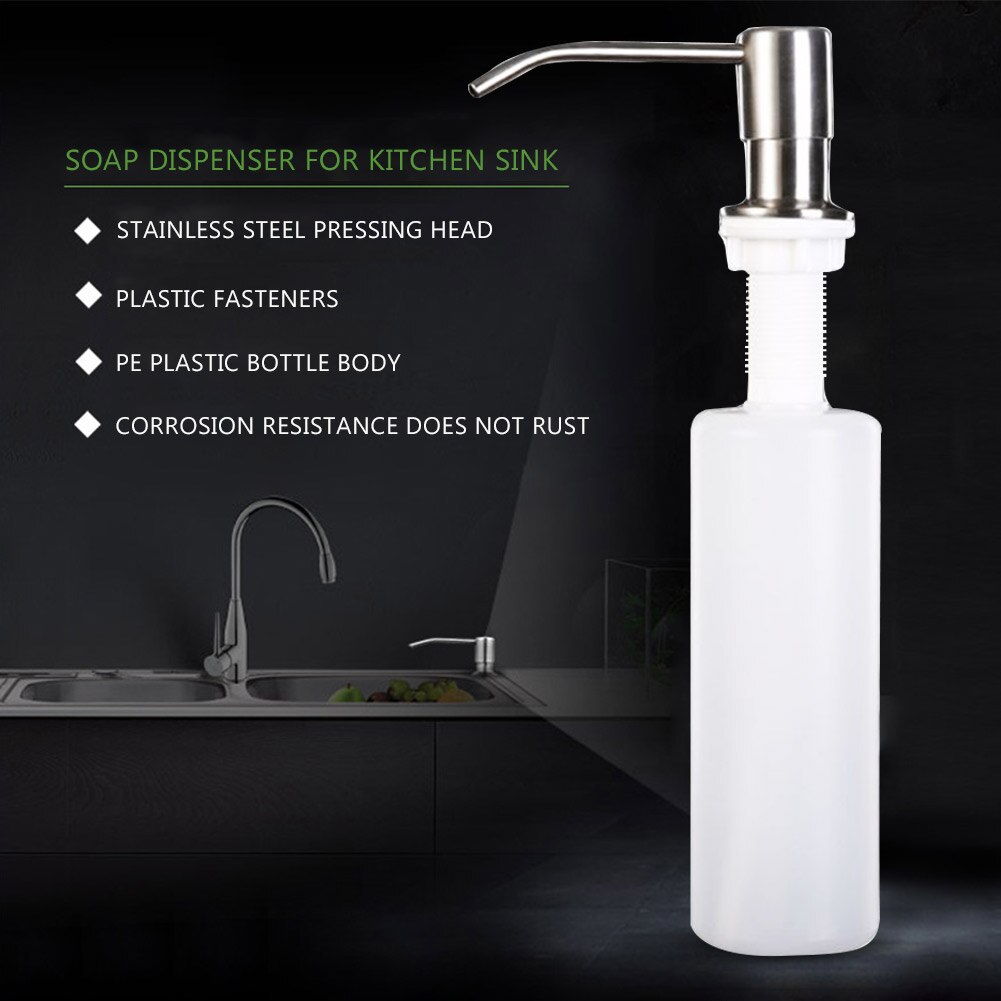 300ml Eco-friends Sink Liquid Soap Container Stainless Steel Household Kitchen Soap Dispensers Sink Sanitizer Pump Organizer