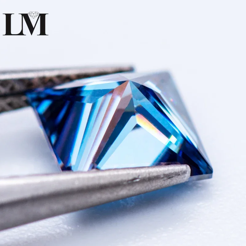 Moissanite steen saffier blauwe kleur Princess Cut edelsteen voor sieraden maken materiaal Lab Grown geavanceerd met GRA-certificaat