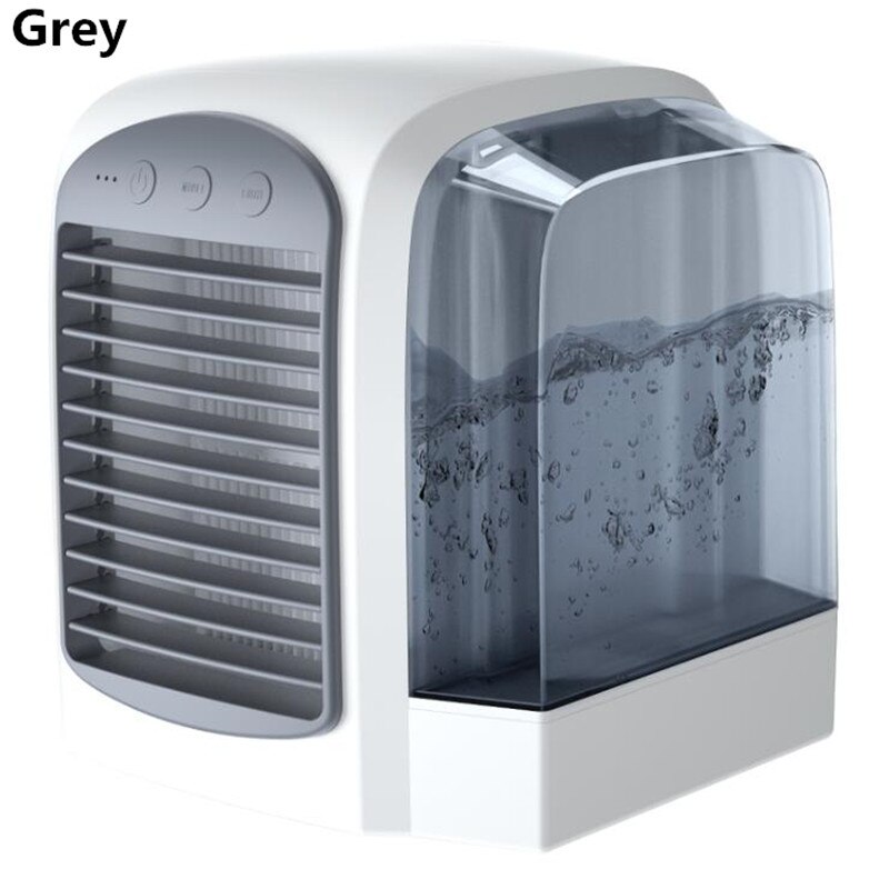 USB Water-cooling Air Conditioning Fan Purifying Air Humidification Cool Wind Three-speed Adjust Fan Soft Light Strong Wind Fan: gray