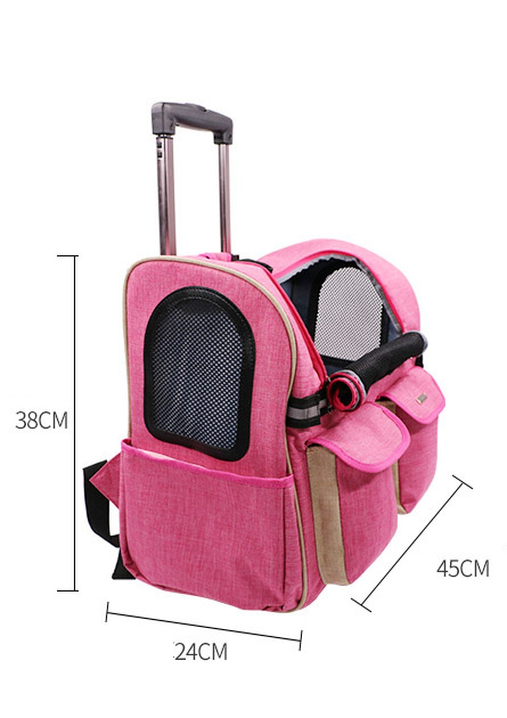 Pet Rolling Carrier Dog Backpack with Wheels Cats Puppies Travel Bag with Wheels Dog Trolley Case Multi-purpose Backpack
