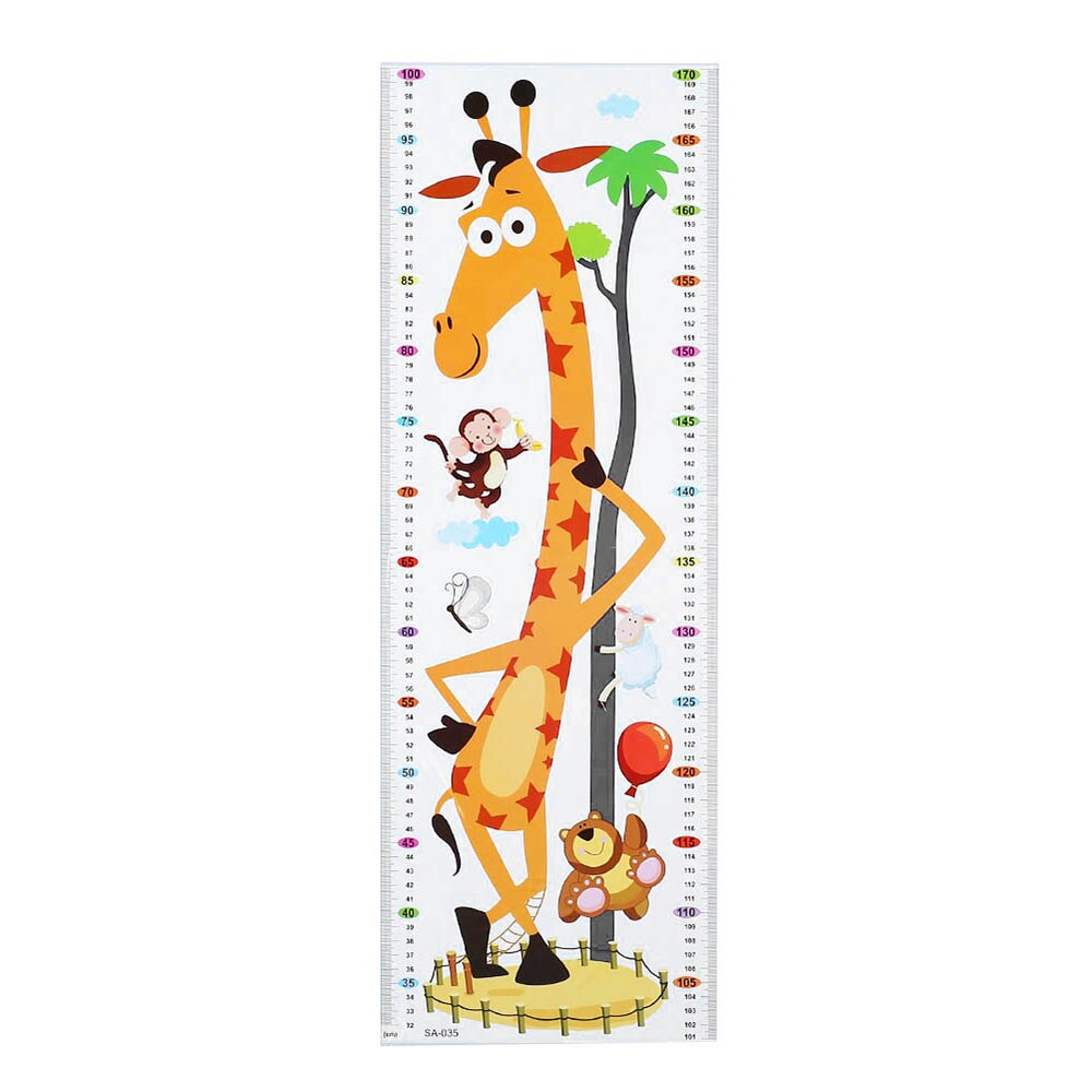 Barn barnrum dekoration tecknad djur tillväxt höjd mäta diagram 1.7m väggdekal dekal: 035