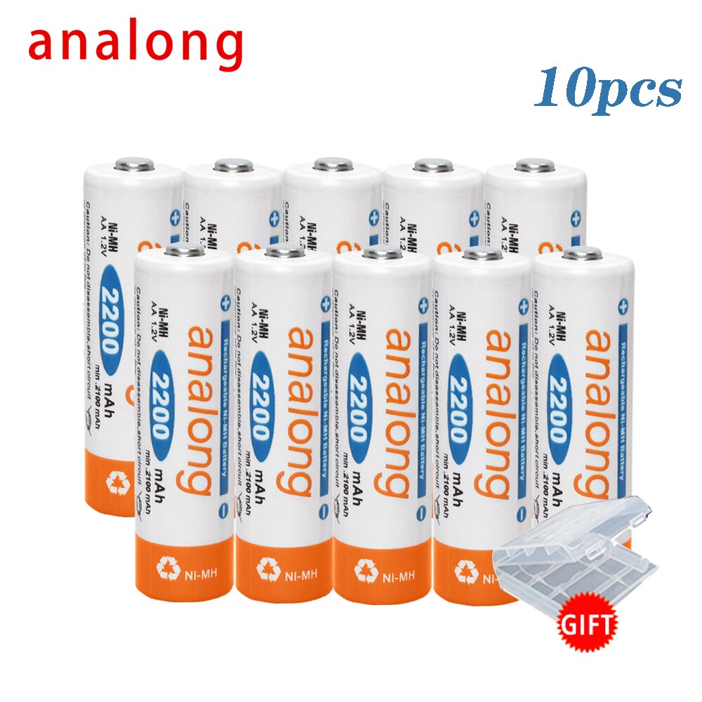 Analong 2A Aa Batterij Oplaadbare 1.2V Aa Batterijen Ni-Mh Vooraf Opgeladen Oplaadbare Batterij Aa Baterias Voor Camera Zaklamp: 10 pcs battery