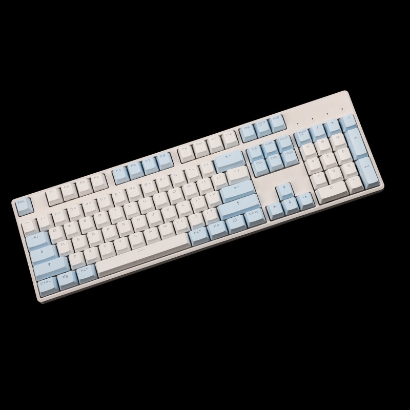 YMDK Double Shot 104 Miami PBT Shine Through OEM Profile Keycap set Suitable For MX Switches Mechanical Keyboard: Blue White