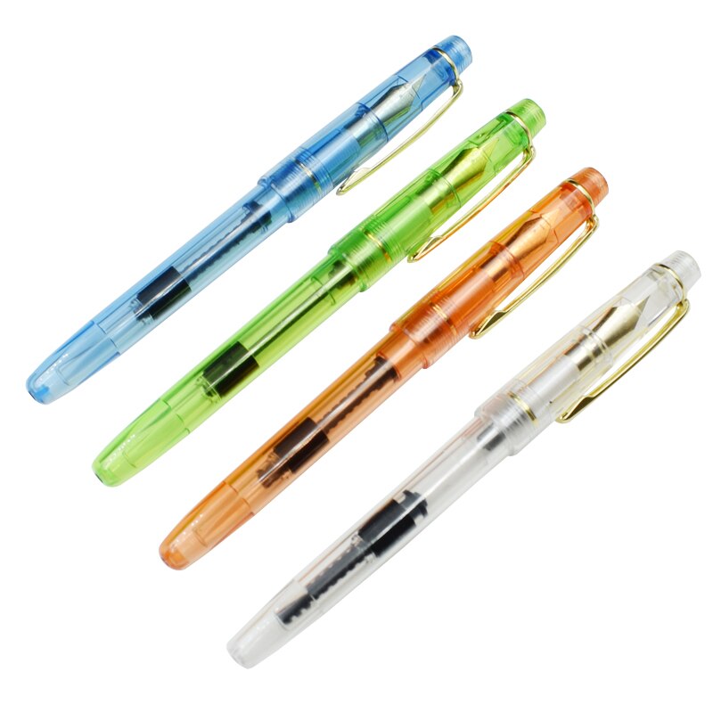 Transparent Ink Pen Plastic Fountain Pen Writing Calligraphy Tools Office School Writing Materials Stationery Supplies