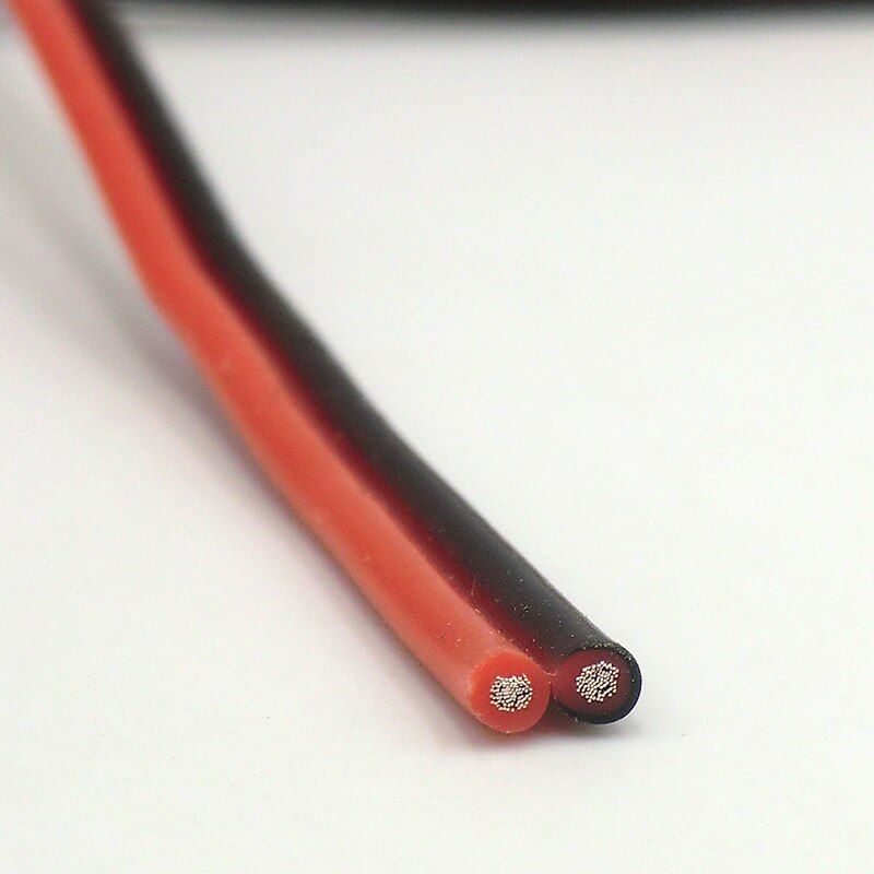 Red Black Silicone Wire 2 core Ultra soft 22, 20, 18, 16, 14, 12AWG for LDE ,Power Cable 10m