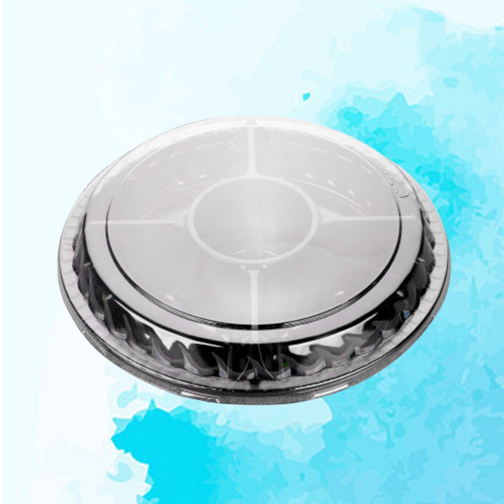 10PCS Disposable 5 Compartment Food Storage Containers Round Salad Fruits Box with Lids