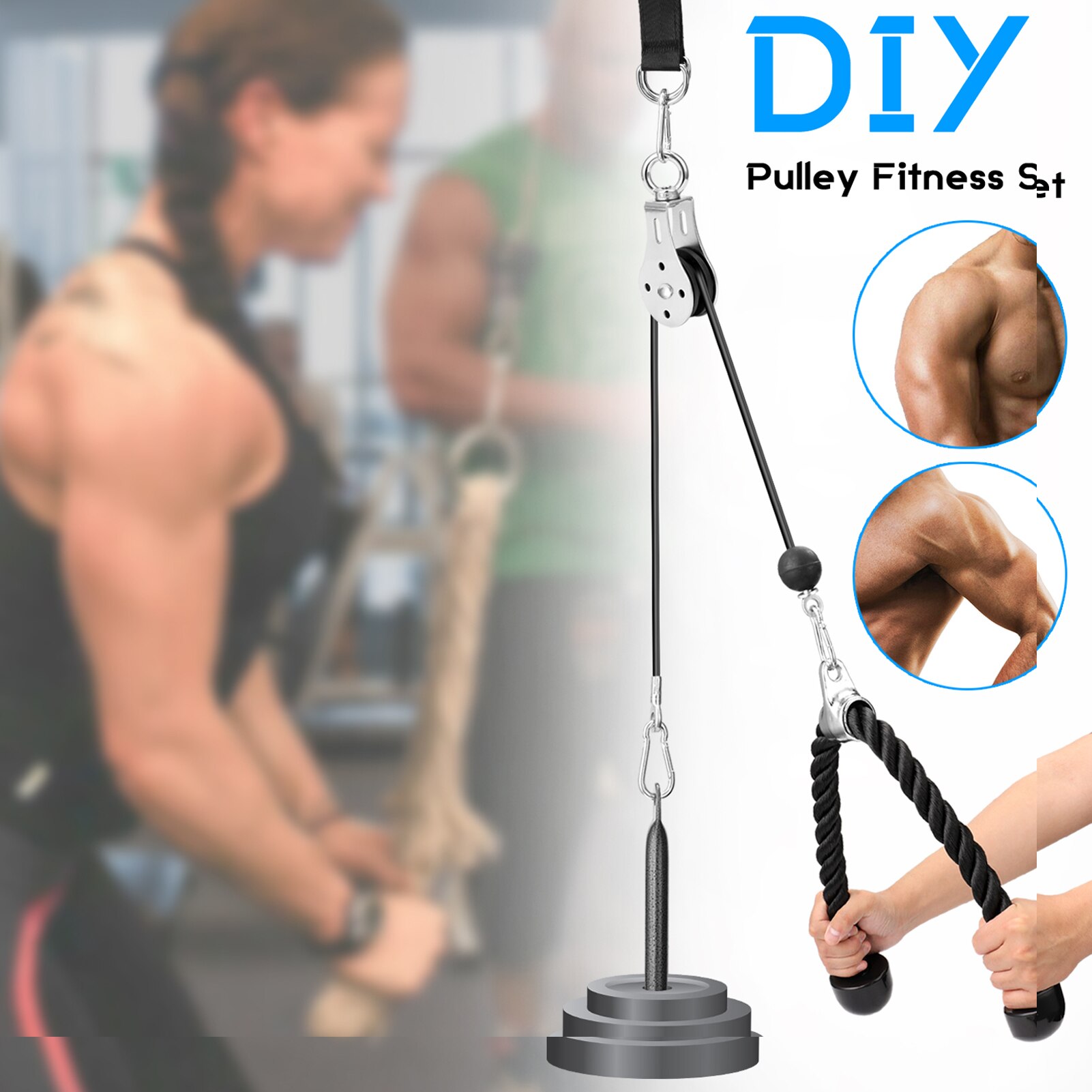 Gym Fitness DIY Pulley Cable Machine Attachments Pull Down Machine Full Set F1094 Back Muscle Biceps Triceps Blaster Trainer