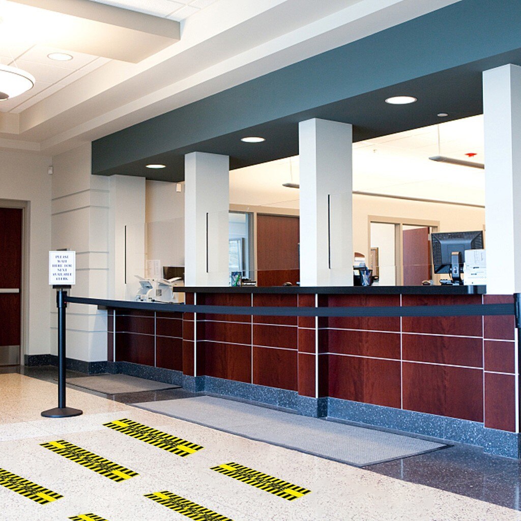 PLEASE WAIT HERE Please Sign 600mm x 95mm Notice Sticker