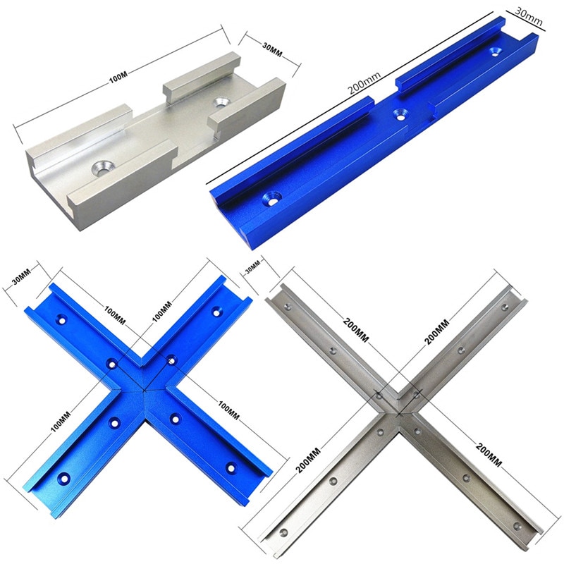 Woodworking T-Slot T-Track Miter Track Cross Connector Rail Guide Chute Circular Saw Flip Table Saw Track Intersection Parts Set