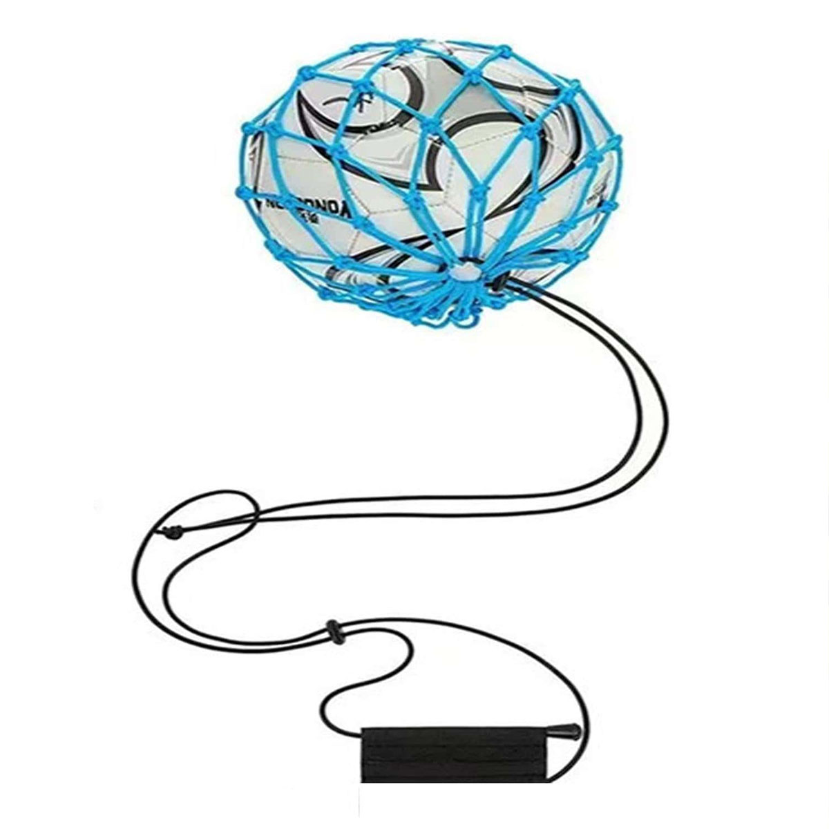 Entraîneur de coup de pied de football avec de filet verrouillé pour ballon de football, filet de jonglage élastique d'entraînement (convient à la taille du ballon 3, 4, 5): Bleu