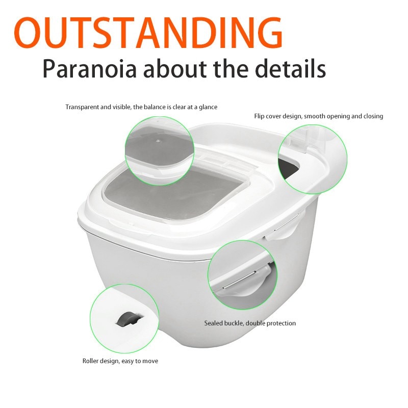 10KG Flip Cover Sealed Multi-function Rice Bucket Storage Box Kitchen Household Large Capacity Container Rice Storage Box